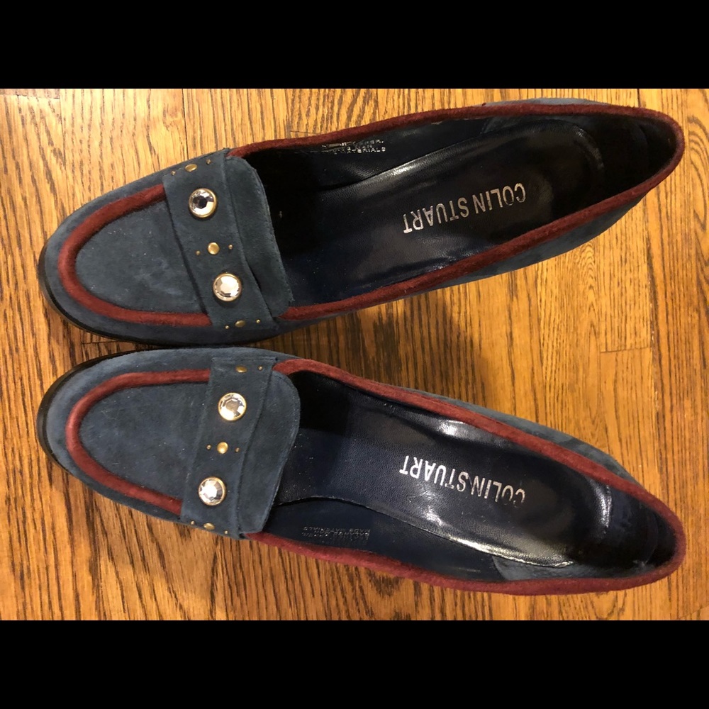 Colin Stuart blue suede heels